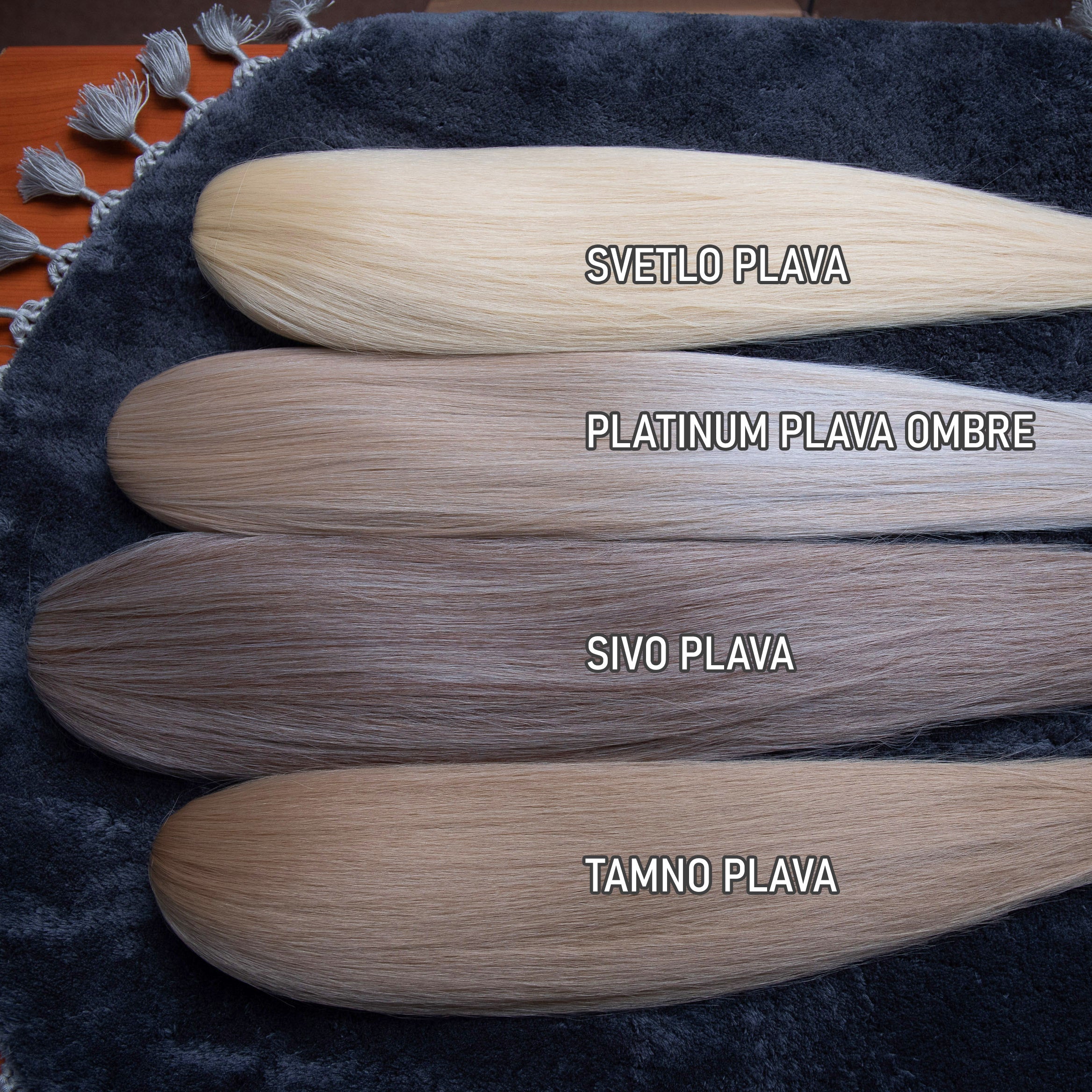 Platinum plava ombre, Ravna, 90cm (Rep na mrežicu)