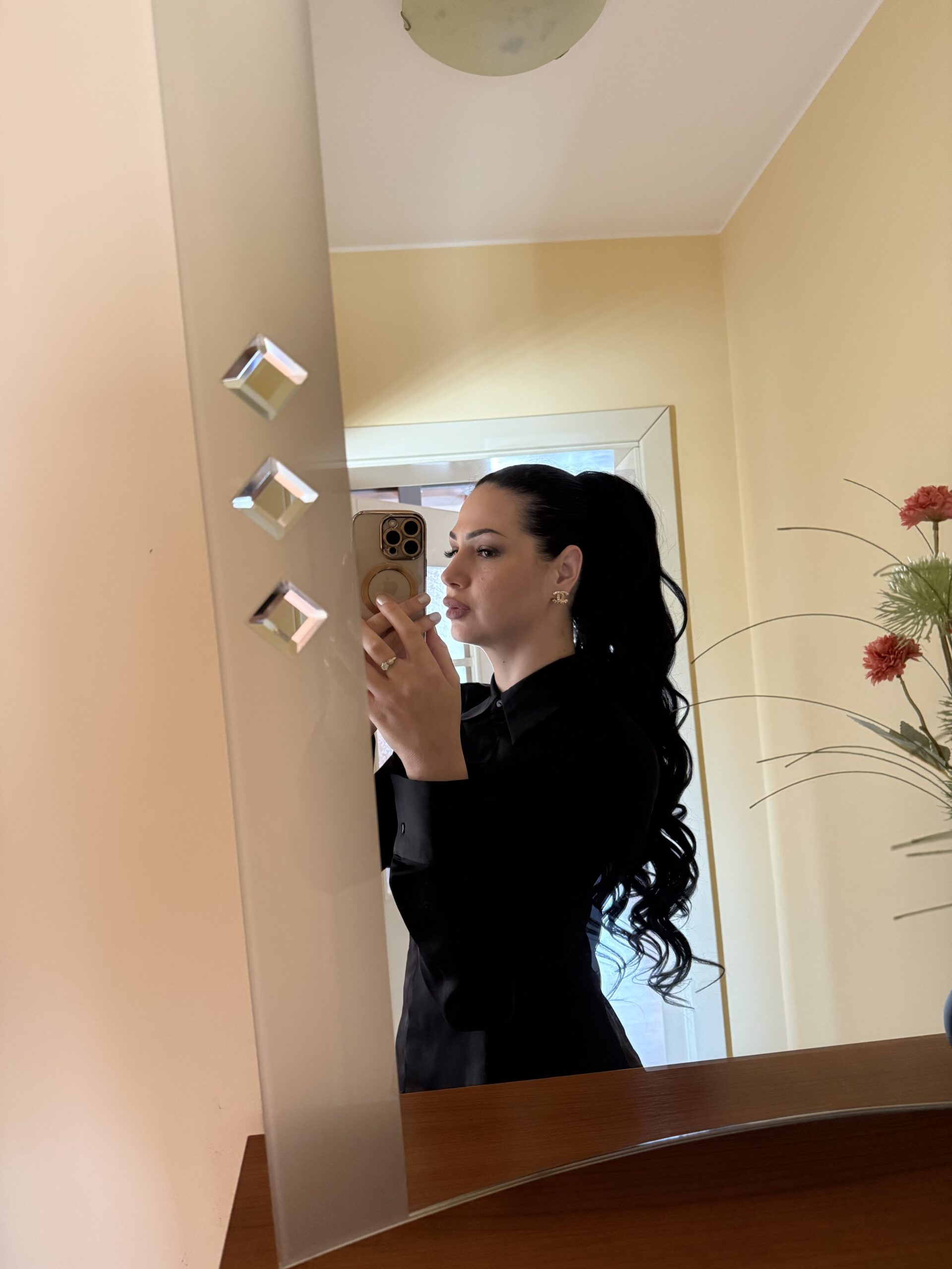 Crna │Opuštena kovrča │80cm │Rep na mrežicu photo review