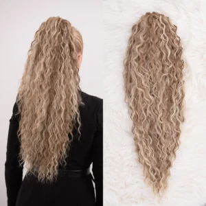 Svetlo Smeđa s pramenovima │ Afro │ 80cm │ Rep na mrežicu
