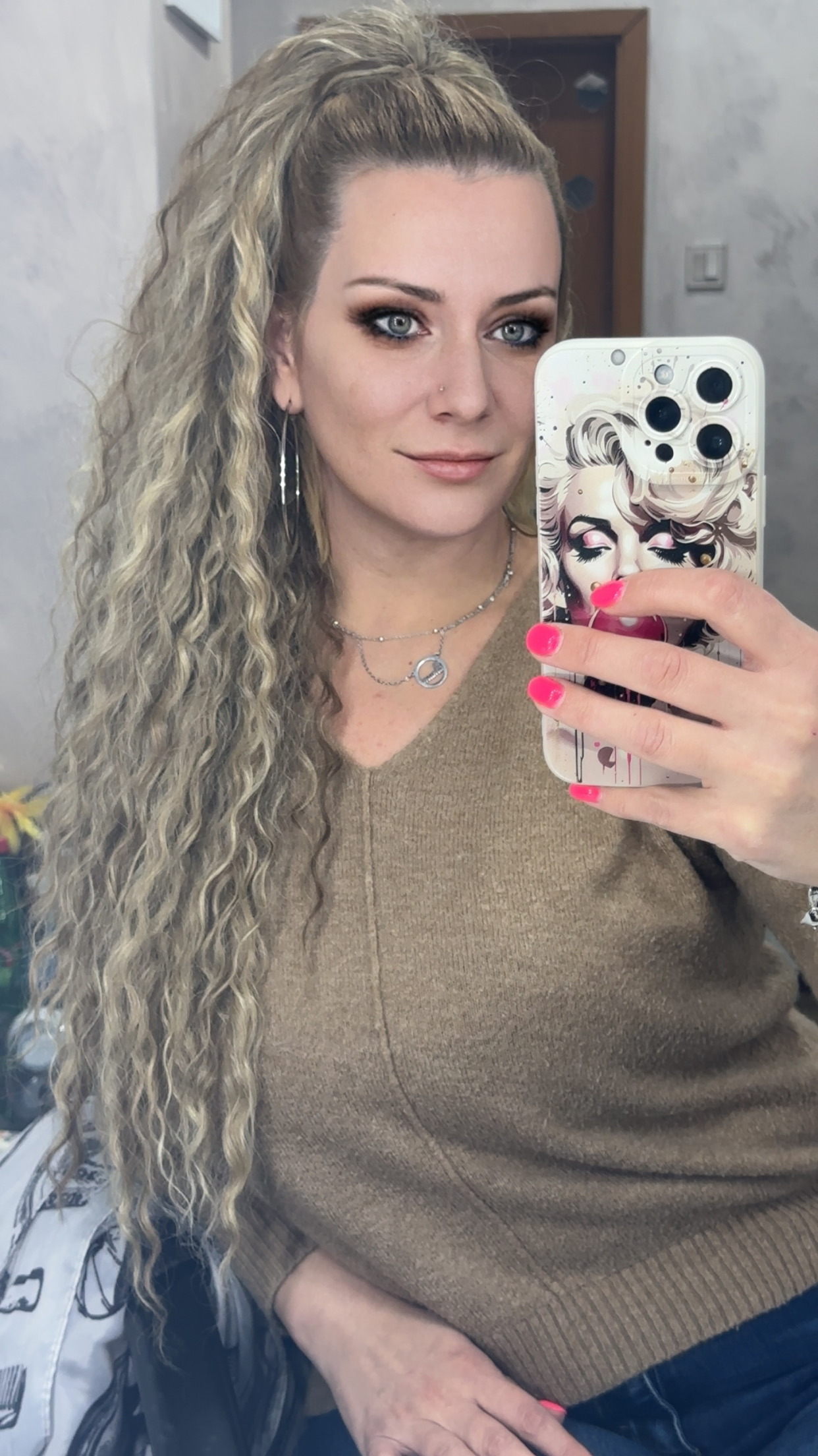 Svetlo Smeđa s pramenovima │ Afro │ 80cm │ Rep na mrežicu photo review