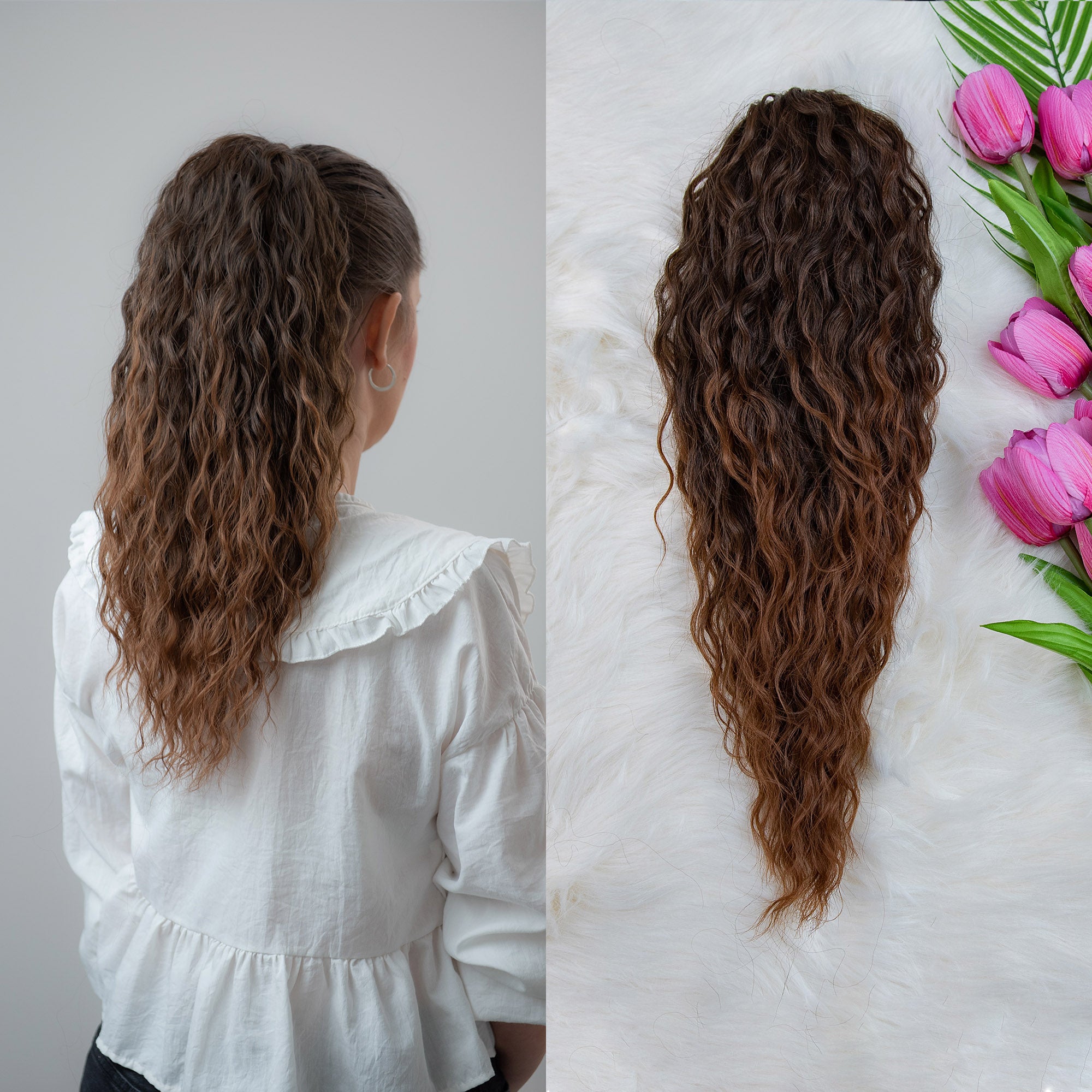 Smeđi ombre afro 50cm